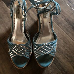 Steve Madden teal wedges with ankle strap